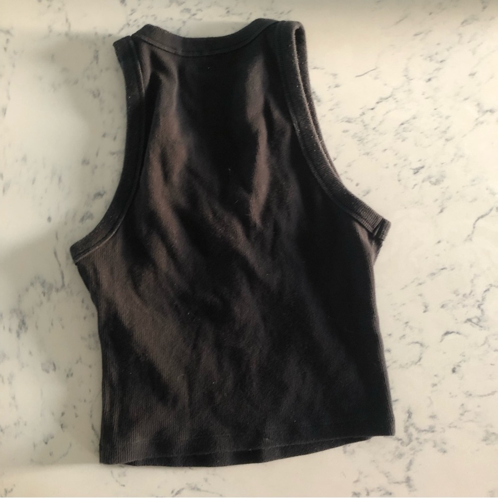 A&F Ribbed Button up Racerback Crop Tank Top - Picture 2 of 4